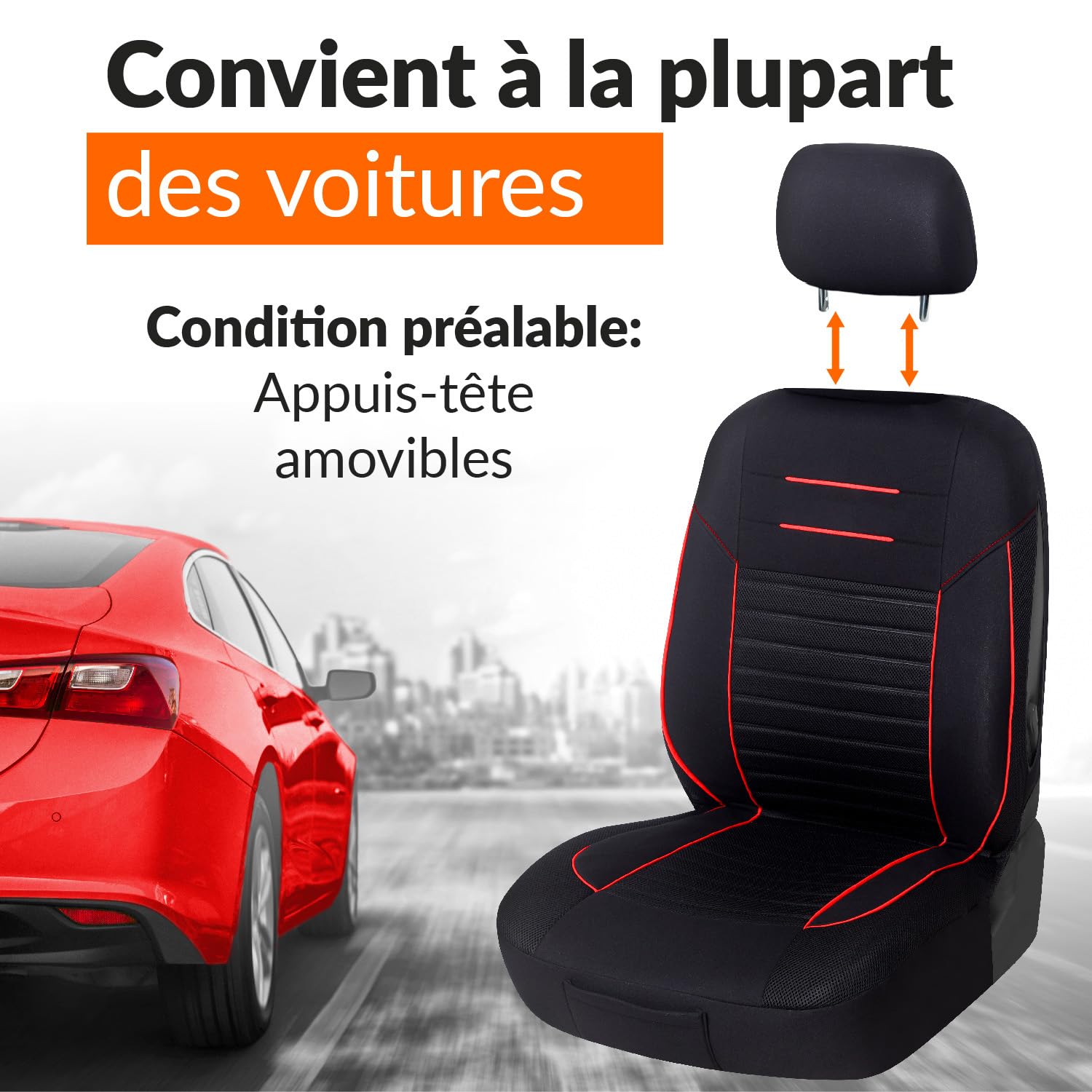 Housses De Siège Auto Avant Simili-Cuir Universelles - Noir/Beige Pour Conducteur Et Passager
