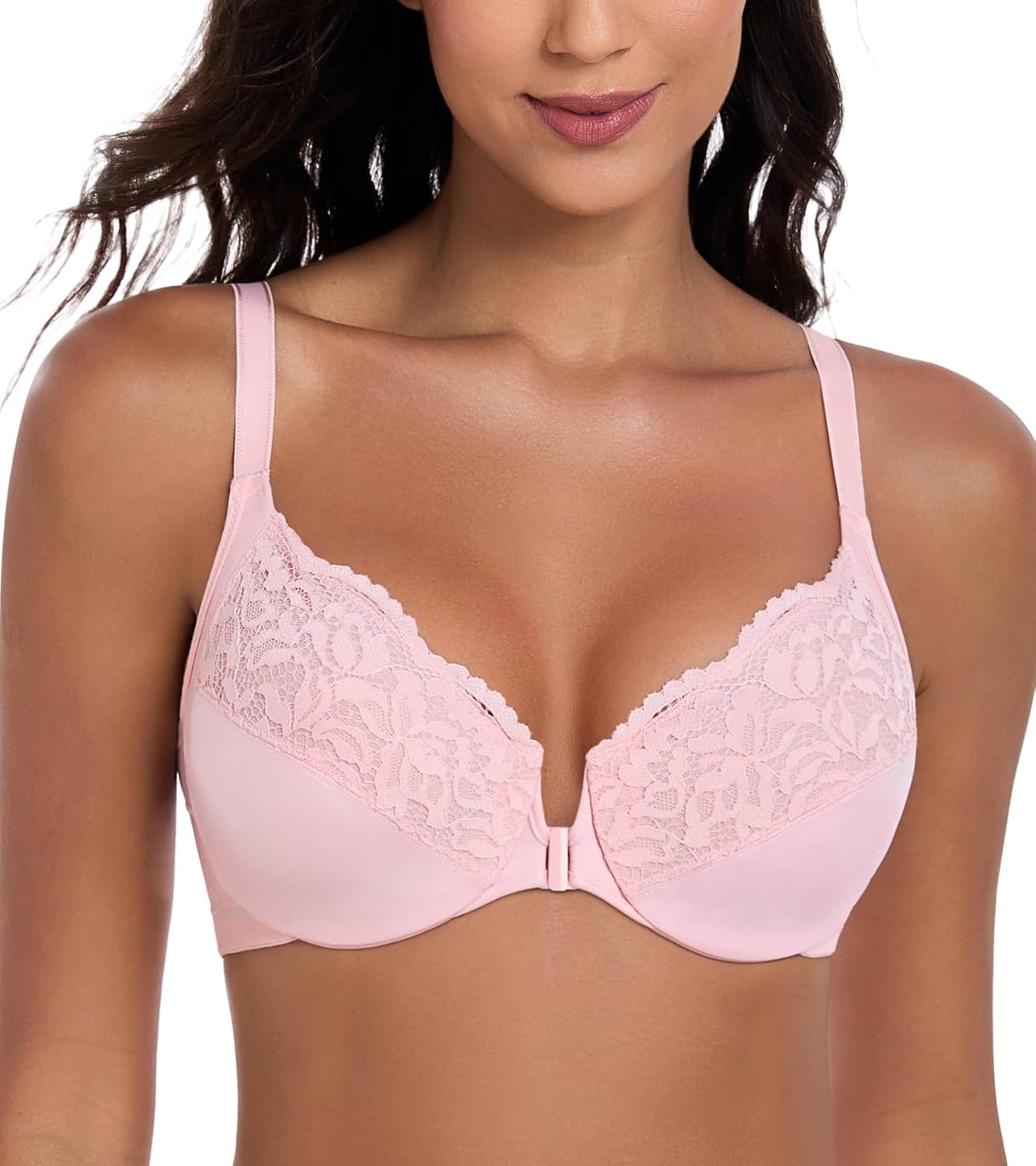 Lemorosy Women's Full Figure Plus Size Front Closure Posture Back Unpadded Underwire Everyday Bra - Image 7