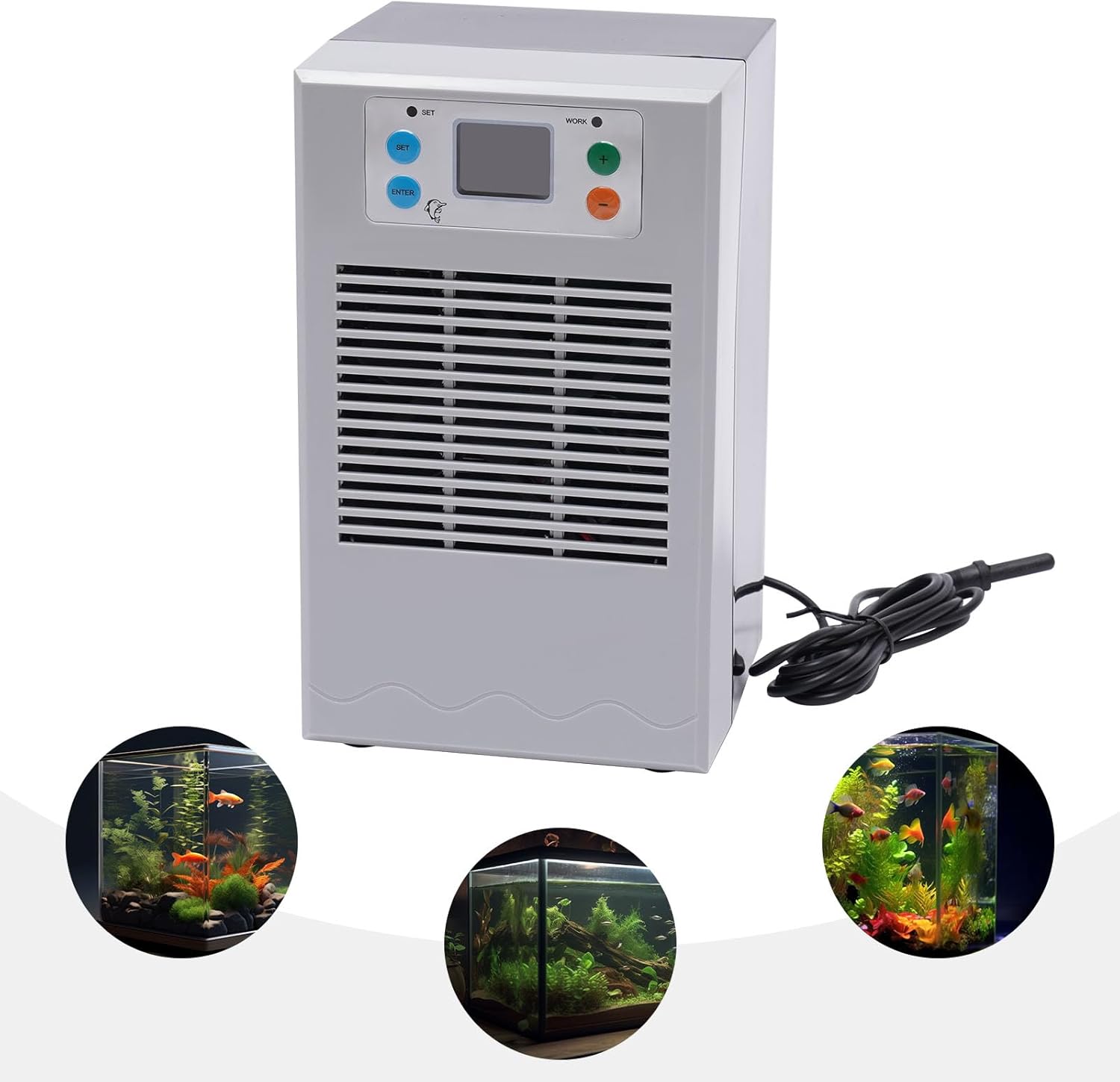 Aquarium Chiller Water Cooler for Fish Tanks - Ultra Quiet Refrigeration Compressor for Axolotl, Hydroponics, Jellyfish, Coral, and Crystal Shrimp (30L/7.93GAL, Black)