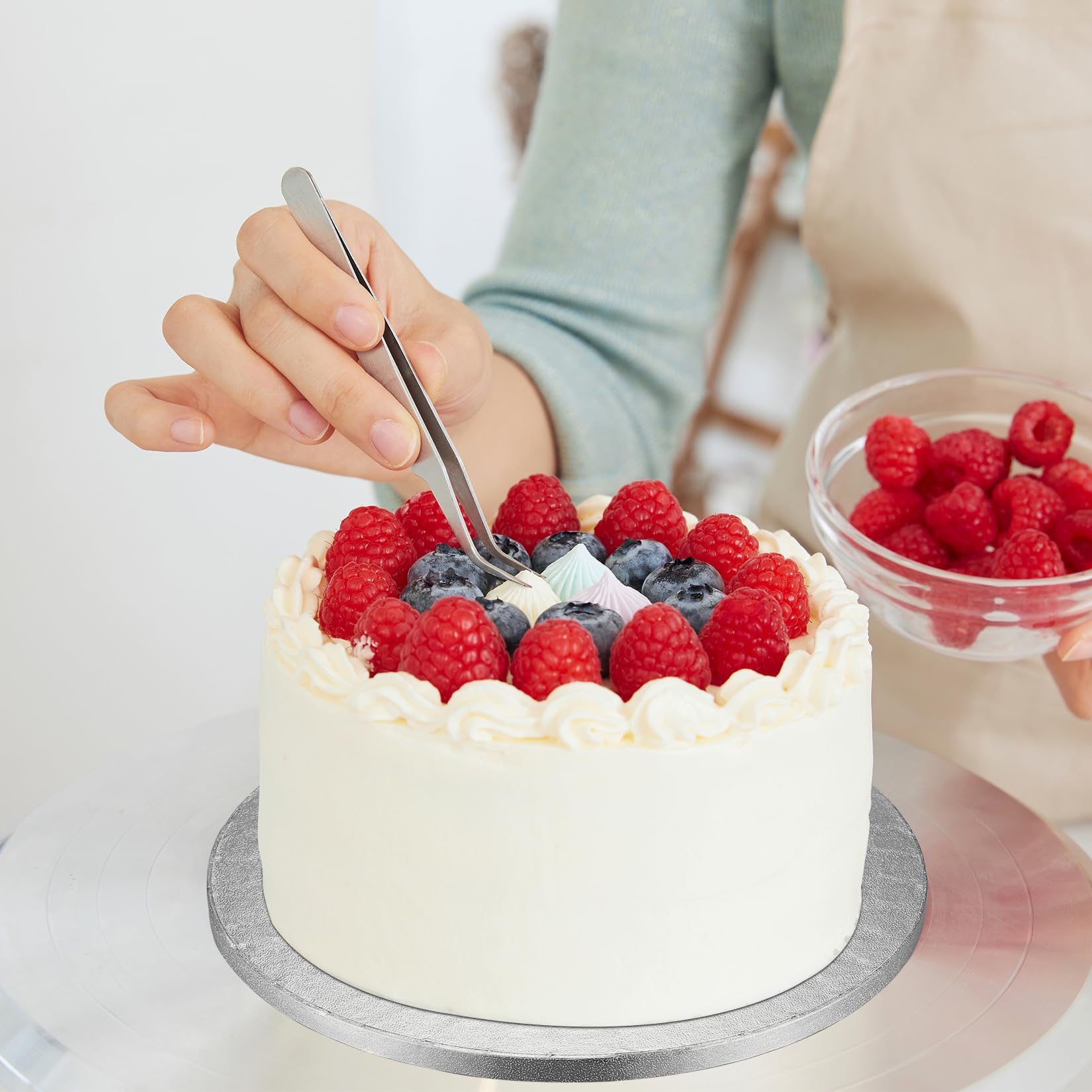 Plateaux à Gâteau Indrnif - Lot De 2 Ronds 30 Cm En Carton Argenté | Réutilisables, Résistants à La Graisse