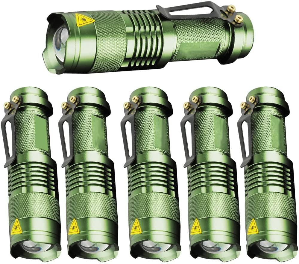 MODOAO 3 Modes LED Flashlight Torch Tactical Lamp Mini Q5 Light for Camping Hiking Emergency (Green)