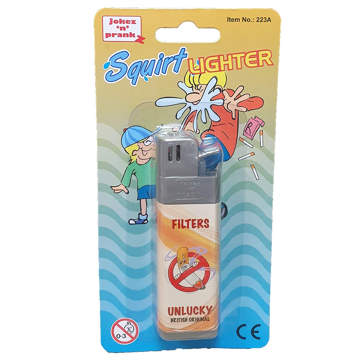 Jokeshop Grey Fake Squirt Lighter Funny Prank Gag Water Squirting Joke Novelty Fake Squirting Smoking Unlucky Prop