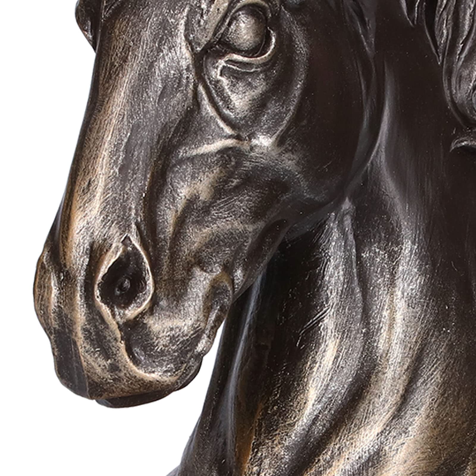 Escultura de Cabeza de Caballo Soporte de Libro de Caballo de Resina Exquisito Sujetalibros de Caballo Adorno de Caballo Multifuncional para la Oficina en Casa (Bronce)