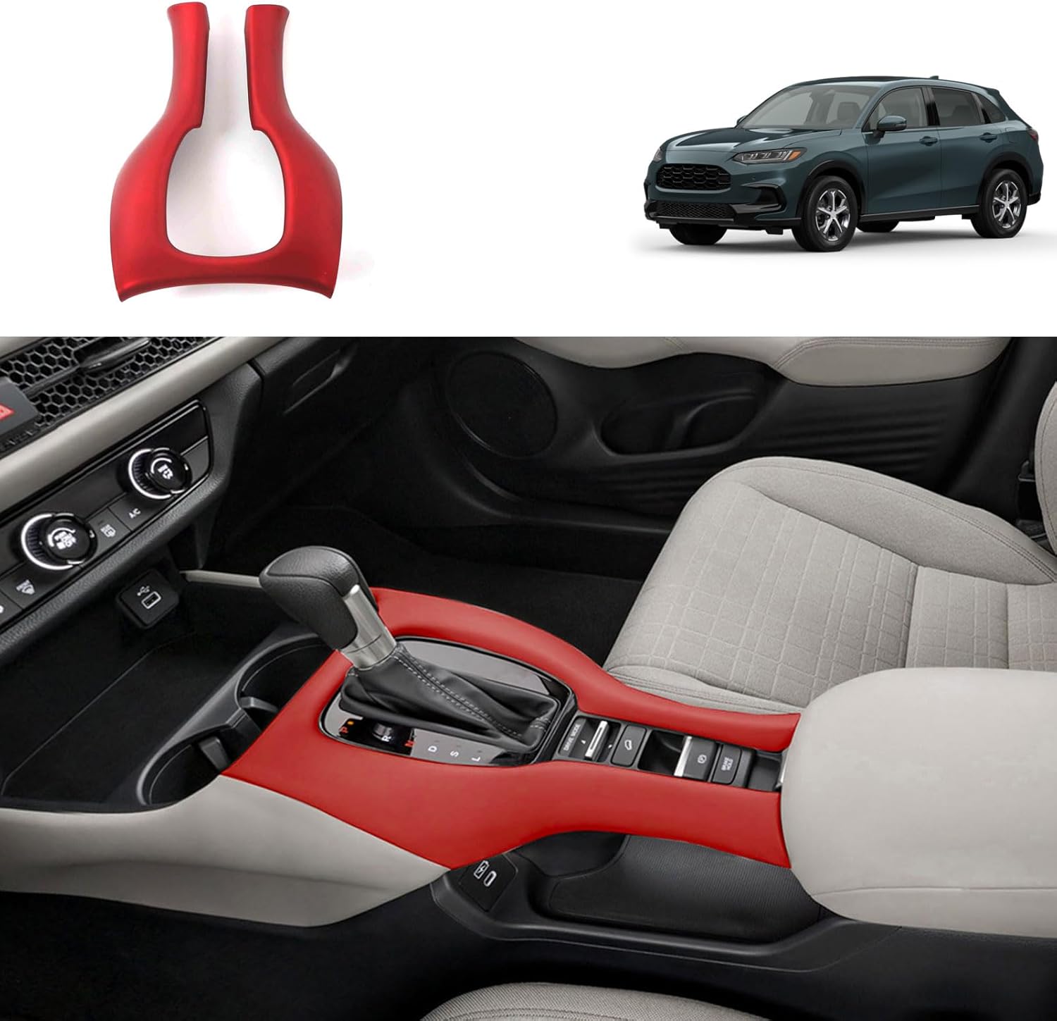 Car Accessories Compatible with Honda New HR-V HRV 2026 2025 2024 2023 Center Console Gear Shift Panel Molding Cover Trims ABS 1PC(Red)