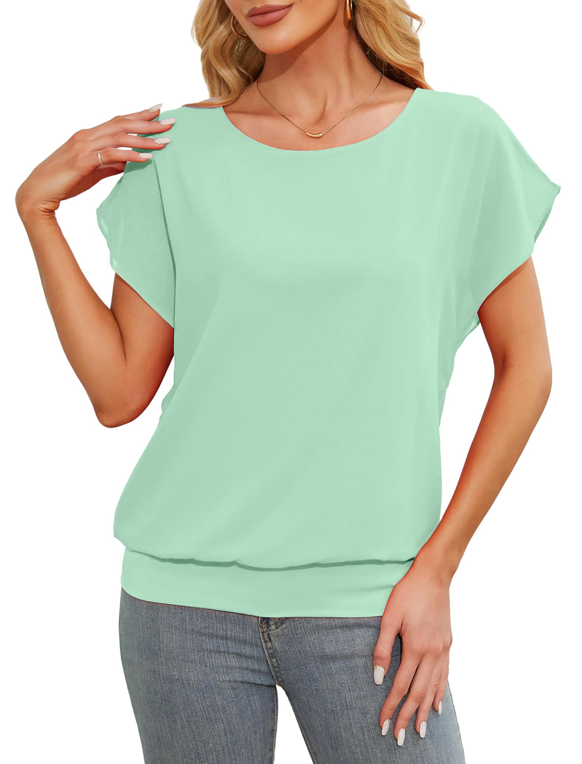 Anelune Tshirt Damen Sommer Oversized Tshirt Fledermaus Shirt Blusenshirt für Jeden Tag