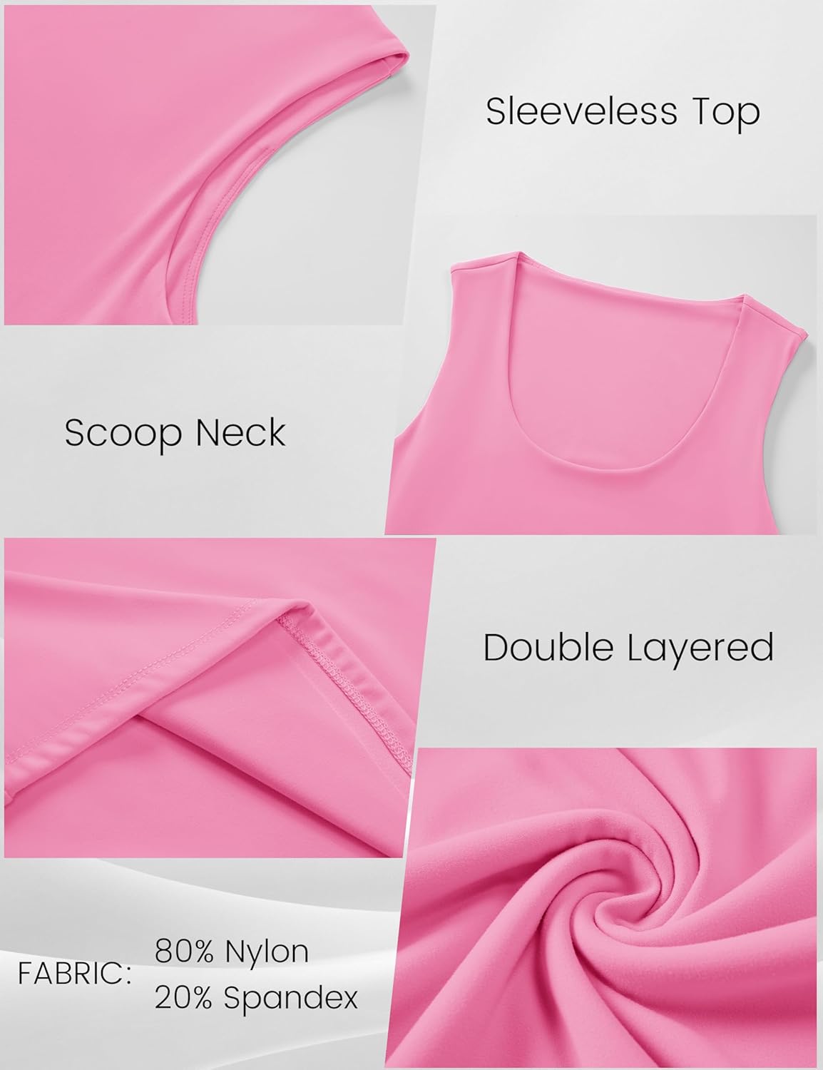 YUCOLEN Women's Double Lined Tank Top Fitted Scoop Neck Casual Basic Summer Tank Sleeveless Tops - Image 9