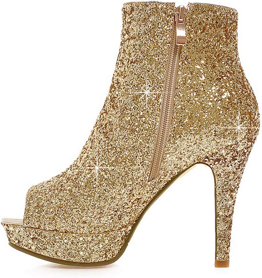 peep toe sequin booties