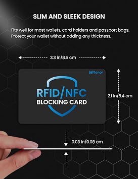 WHonor RFID Blocking Card, Anti-Theft Debit & Credit Card Protector | Contactless NFC Blocker, Slim Security Card, Wallet Shield & Purse Protection, Premium PVC, Waterproof & Scratch-Resistant