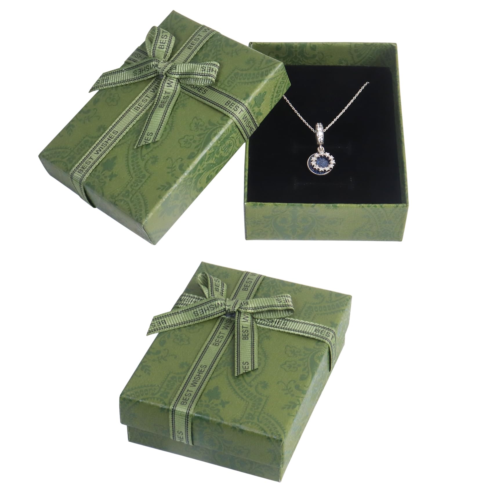 3 Scatole Regalo Per Gioielli Bianche Con Catenina, 9x7x3 Cm, Eleganti E Compatte Per Anelli, Collane E Orecchini, Set Con 3 Biglietti D'auguri