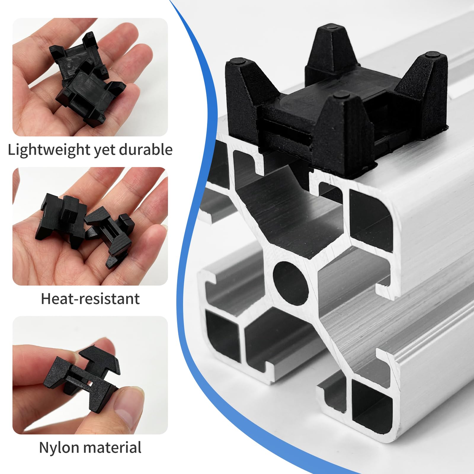 Lot 10 Supports Câbles Rainure 40x40 Mm – Clips Nylon Pour Profilés Aluminium Européens