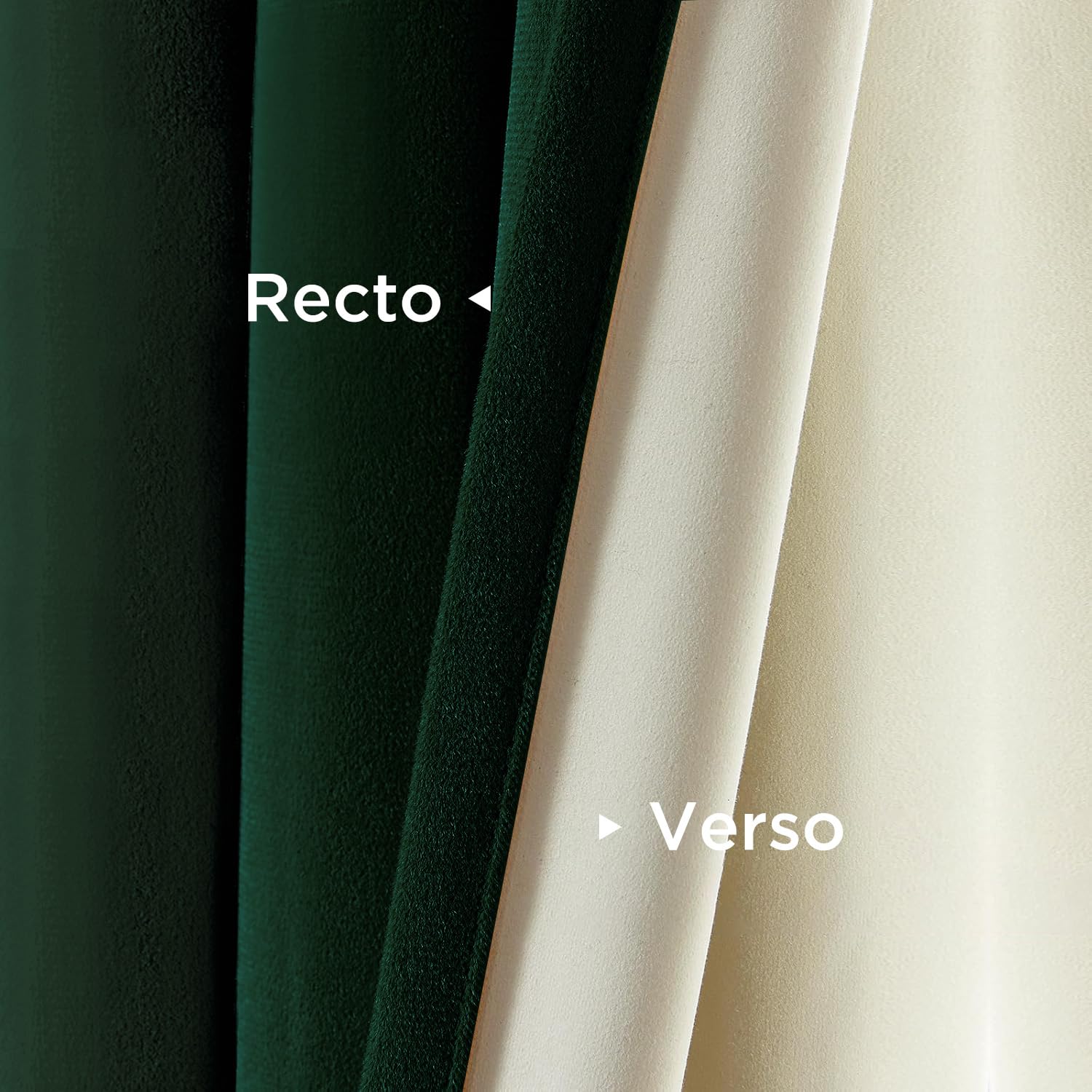 Joydeco Rideau Velours Vert Foncé avec Galon Fronceur 132x245 CM 2 Pièces pour Rail et Passe Tringle, Rideau Occultant Thermique Anti Froid avec Revêtement 100% Anti-Lumineux, Épais Lourd 330g/m²
