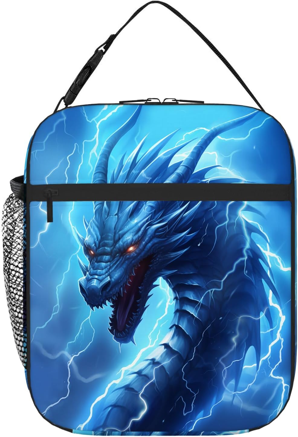 Dragon Lunch Box for Boys Kids Men, Cool Lightning Dragon Blue Lunch Cooler Bag, Funny Dragons Pattern Boys Insulated Lunchbox, Reusable Leakproof Portable Meal Handbags for Work School