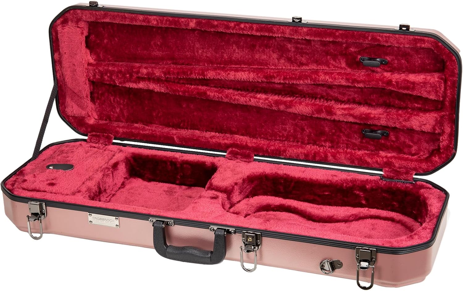Crossrock Oblong Case fits 4/4 Full-Size Violin, Includes Interior Compartment, 2 Bow Holders, Security Lock, and Detachable Straps-Rose Gold (CRA860VFRG-R)