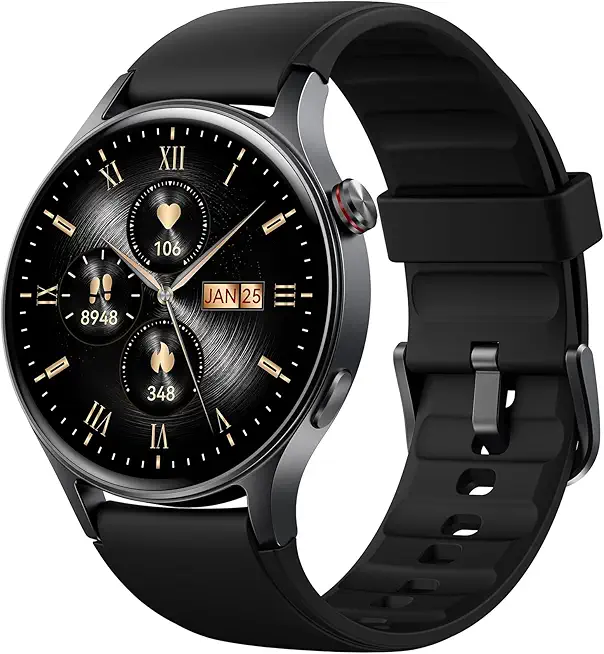 Smartwatch Damen Herren Rund mit Telefonfunktion, AMOLED Ultra-Clear Screen Uhren (Durchmesser 43mm),110+ Sportmodi Watch mit SpO2 Pulsuhr Schlafmonitor,3ATM Wasserdicht Fitnessuhr für iOS Android