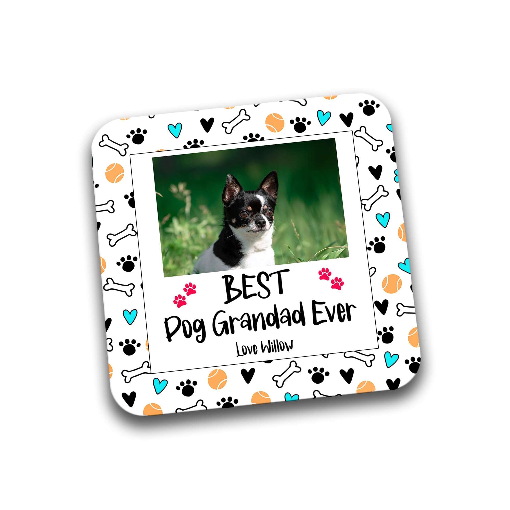 Rib Ticklerz - Personalised Coaster Funny Gifts From The Dog Best Dog Grandad Ever Gifts Father's Day Present Dog Grandad Birthday Gifts Add Any Photo Cute - DC194