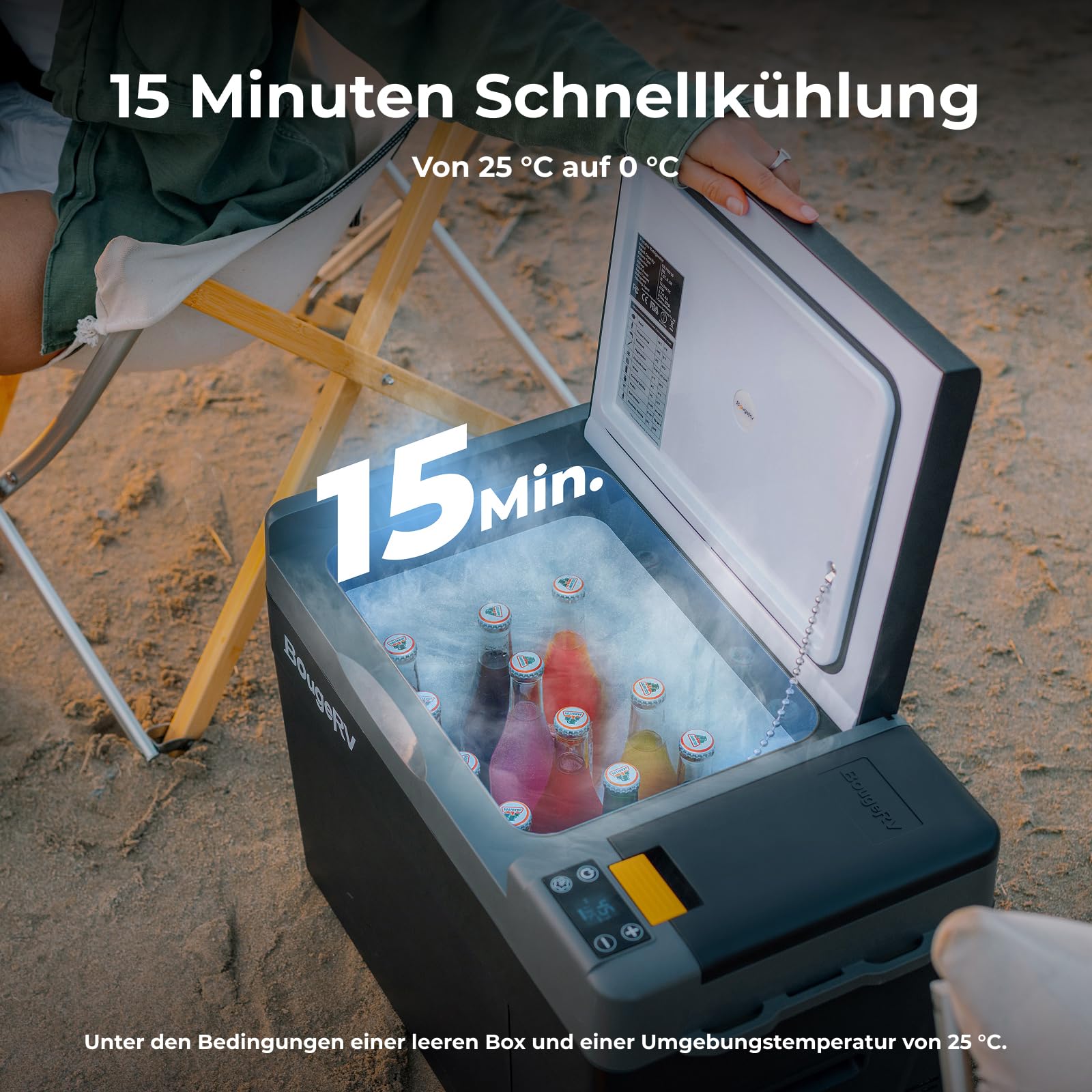 BougeRV CRPRO Kompressor 29 Liter Kühlbox 12v mit 266Wh Akku & 100w solarpanel