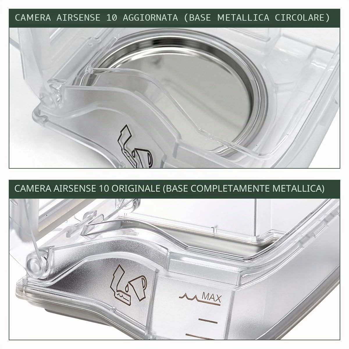 Airsense Ten Standard Camera d'acqua di ricambio pulibile, 380 ml | Umidificatore riscaldato Tub