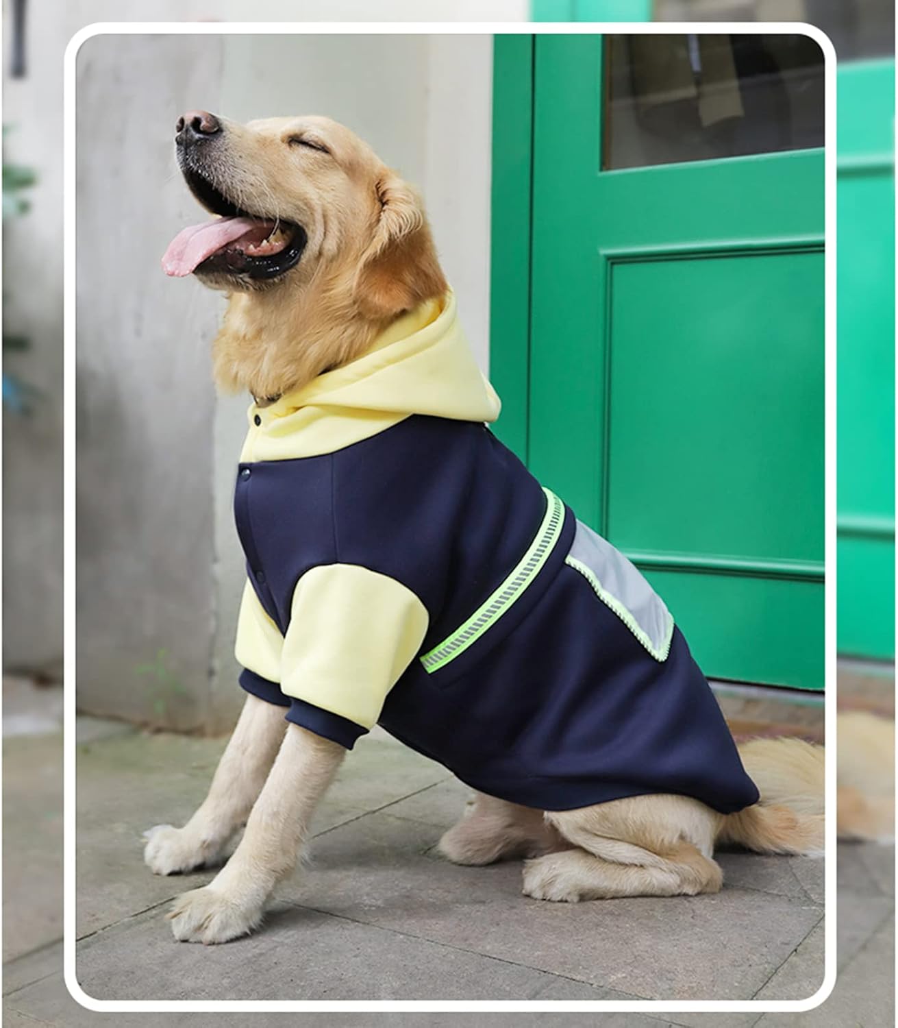 Soft Dog Hoodie with Harness Hole, Warm Dog Sweatshirts with Snaps, Dog Pullover with Pocket Puppy Hoodies Indoors Outdoors for Medium Large Dogs