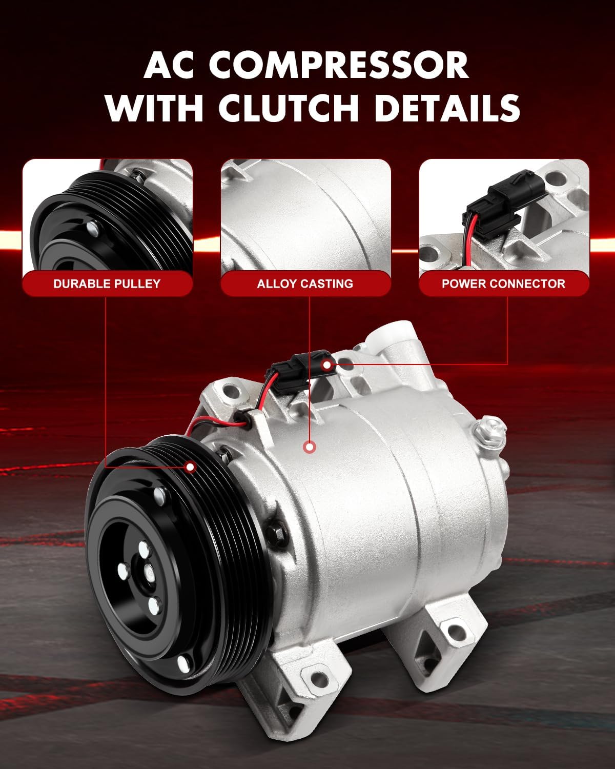 AC Compressor with Clutch for Nissan Rogue 2008-2013 L4 2.5L Air Conditione A/C Compressor CO 11200C