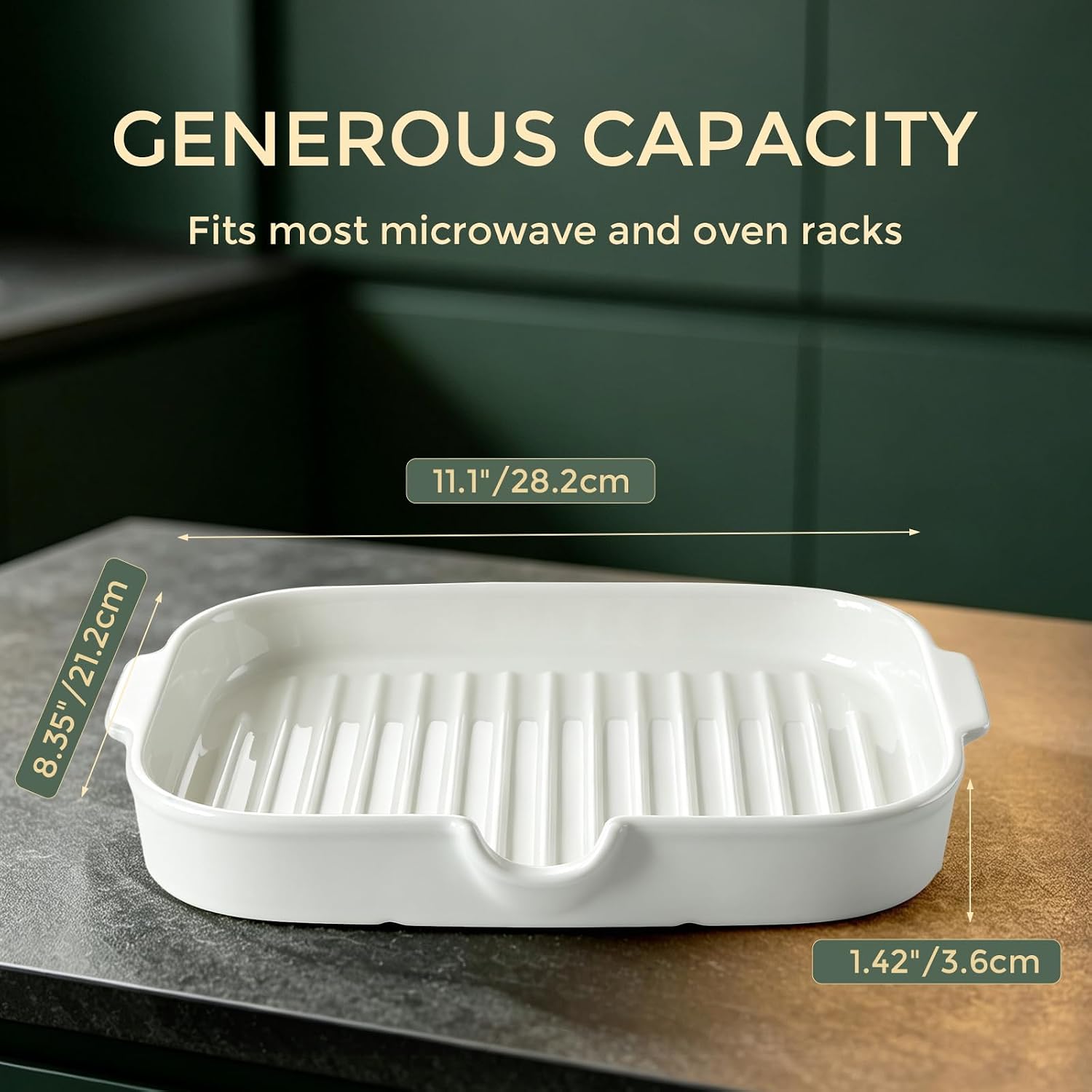 Cinf Microwave Bacon Tray, Ceramic Bacon Cooker for Crispy Bacon