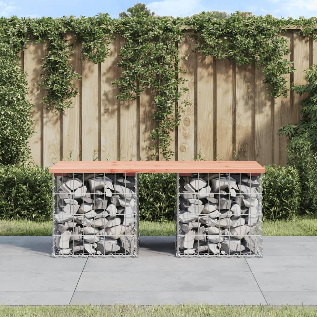 Ławka Ogrodowa Gabion 103x44x42 cm Lite Drewno | Stal Galwanizowana, Stabilna Podstawa, Kompaktowa, Na Taras i Podwórko
