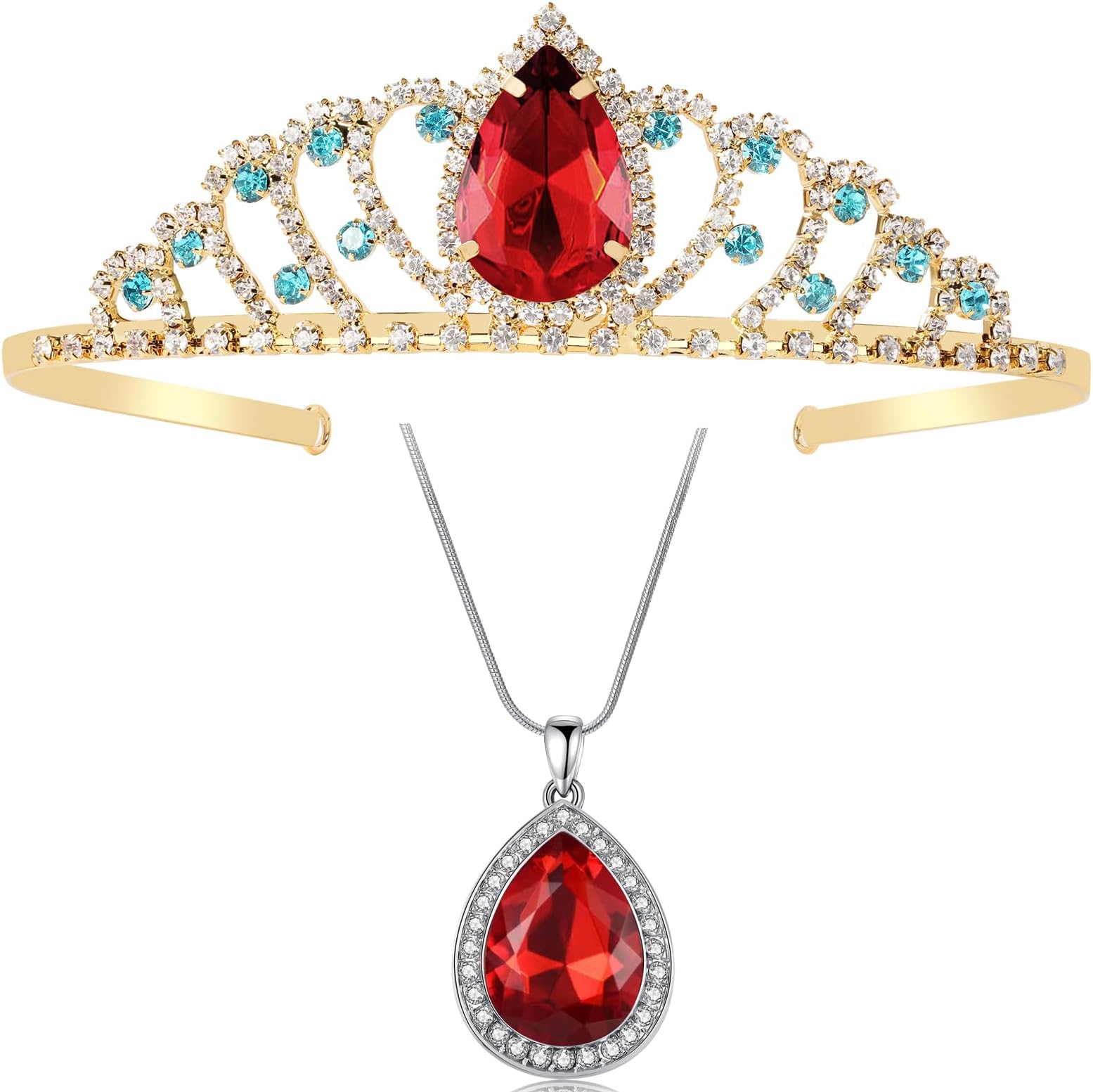 Princess Elena Crown Elena of Avalor Tiara and Red Necklace Princess Elena Halloween Costume Red & crown Jewelry Set of Costume for Halloween