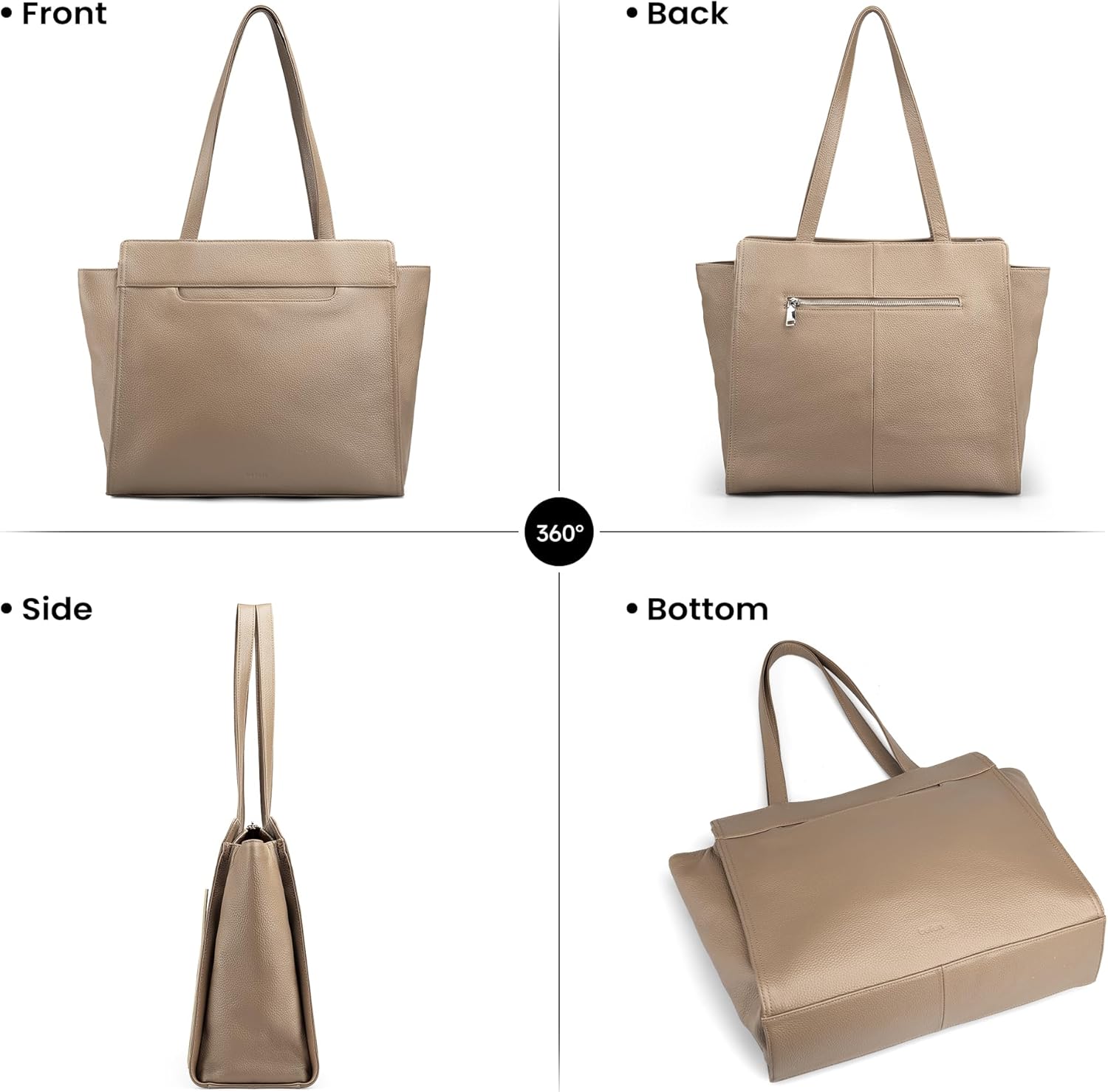 befen Genuine Leather Tote Bag for Women Work, Women's Tote Handbags Leather Shoulder Purses Satchel with Compartment
