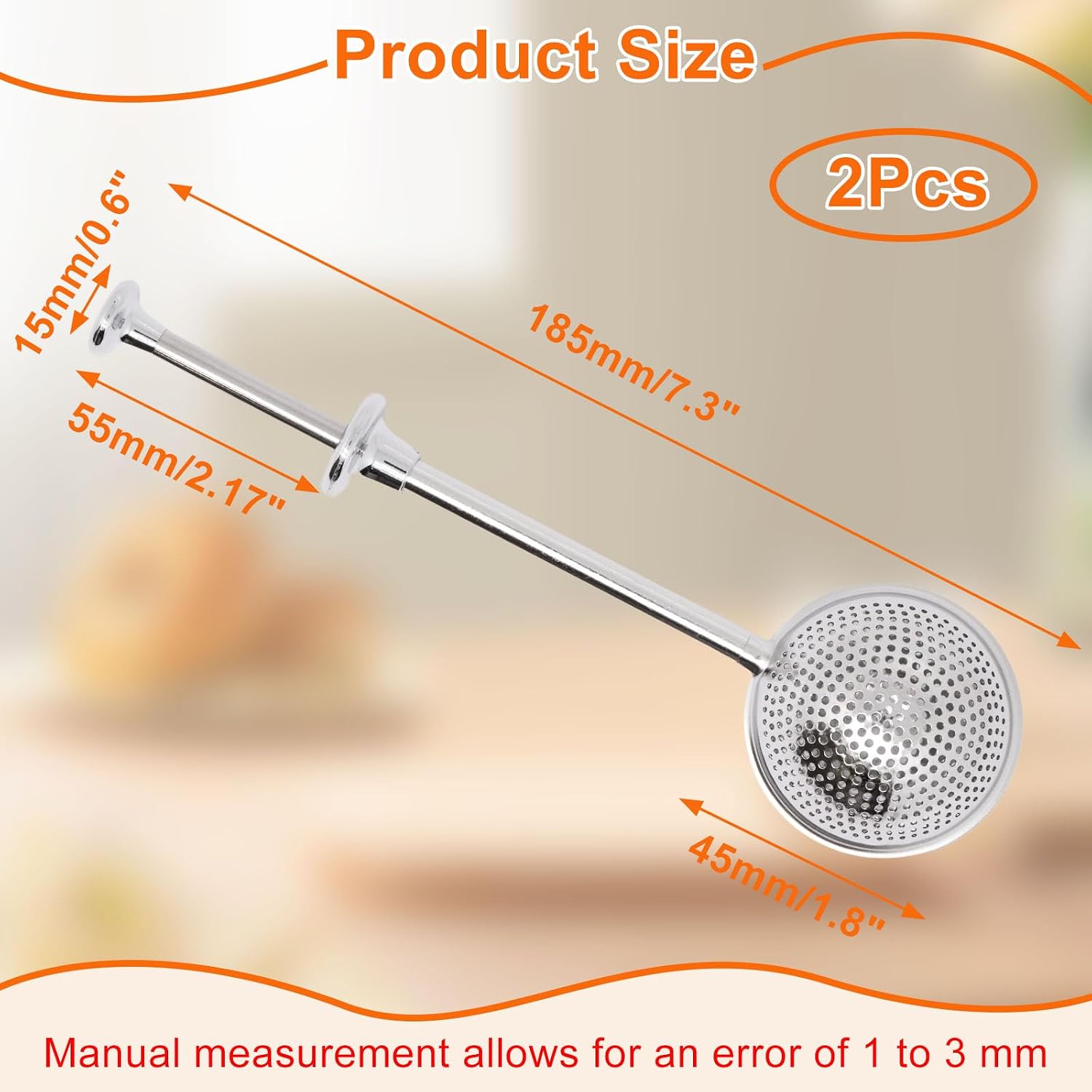 2 PCS Flour Sifter for Baking, Stainless Steel Flour Duster for Bread Baking, Powdered Sugar Shaker Duster Sifter, Spring-operated Handle Powder Sugar Shaker Dusters for Flours Tea, Full-hole
