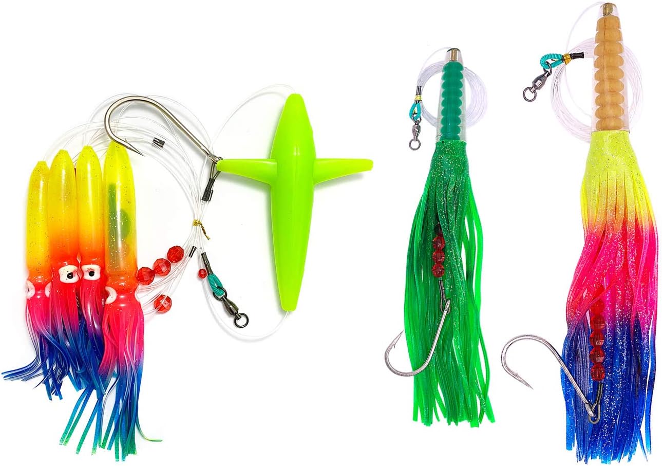 Birds Daisy Chain Green Machine Lures, Multi-Color for Trolling, Ideal for Tuna & Offshore Game Fishing, Combo C