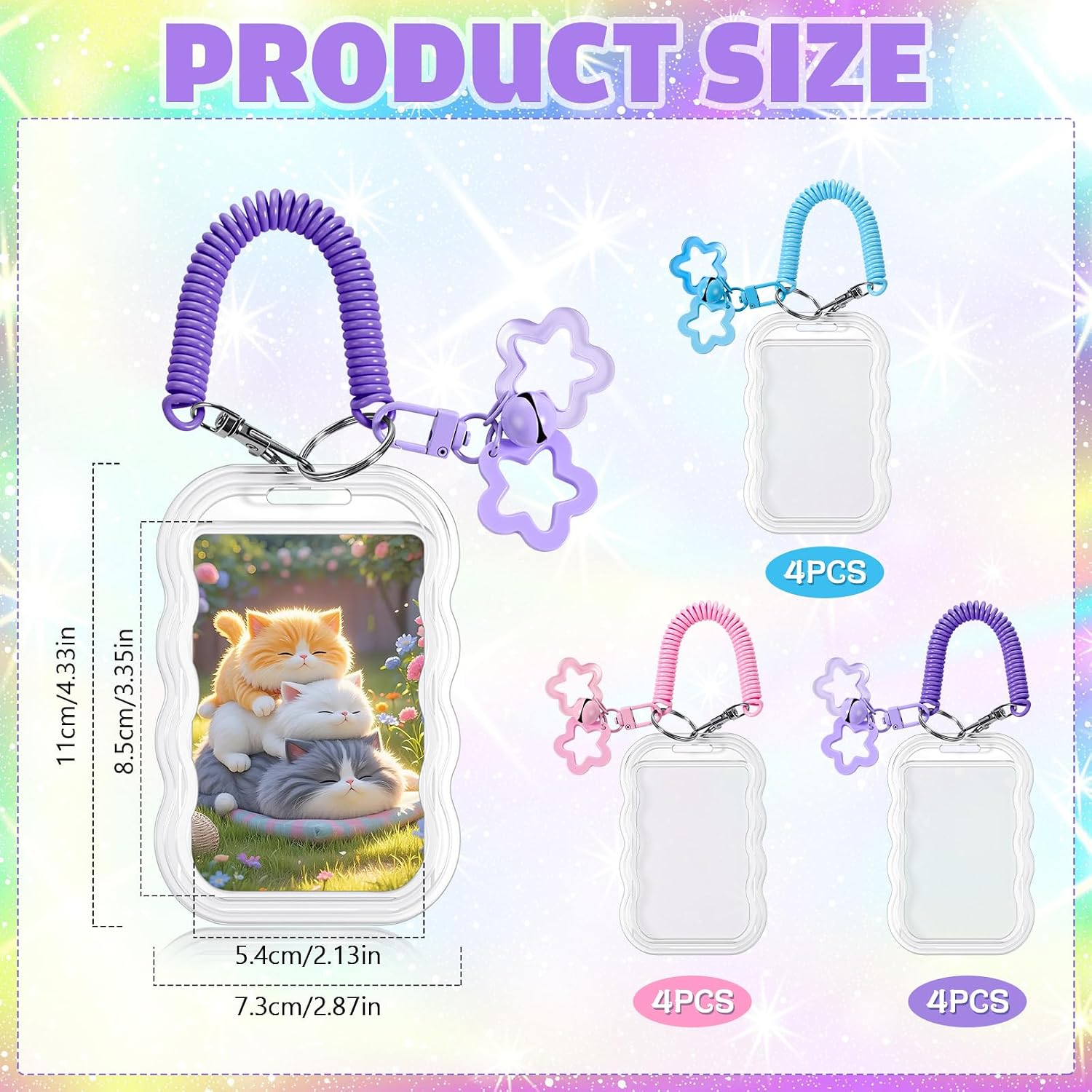 Geyoga 12 Pcs Photocard Holder Keychain Kpop Photo Card Holder(Star Wave) image 2