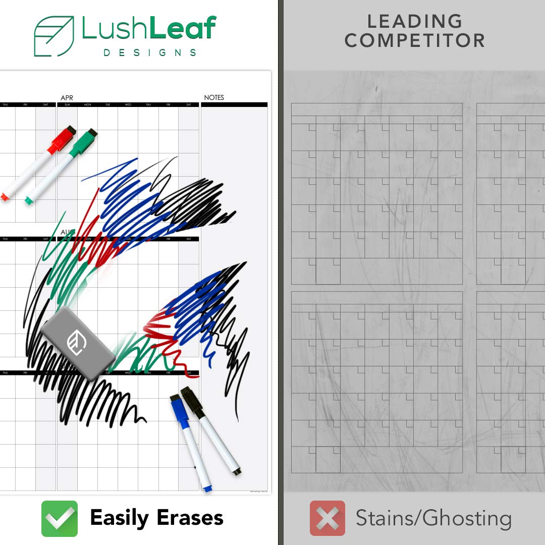 Large Dry Erase Wall Calendar 48" x 74" Undated Blank 2022 Reusable