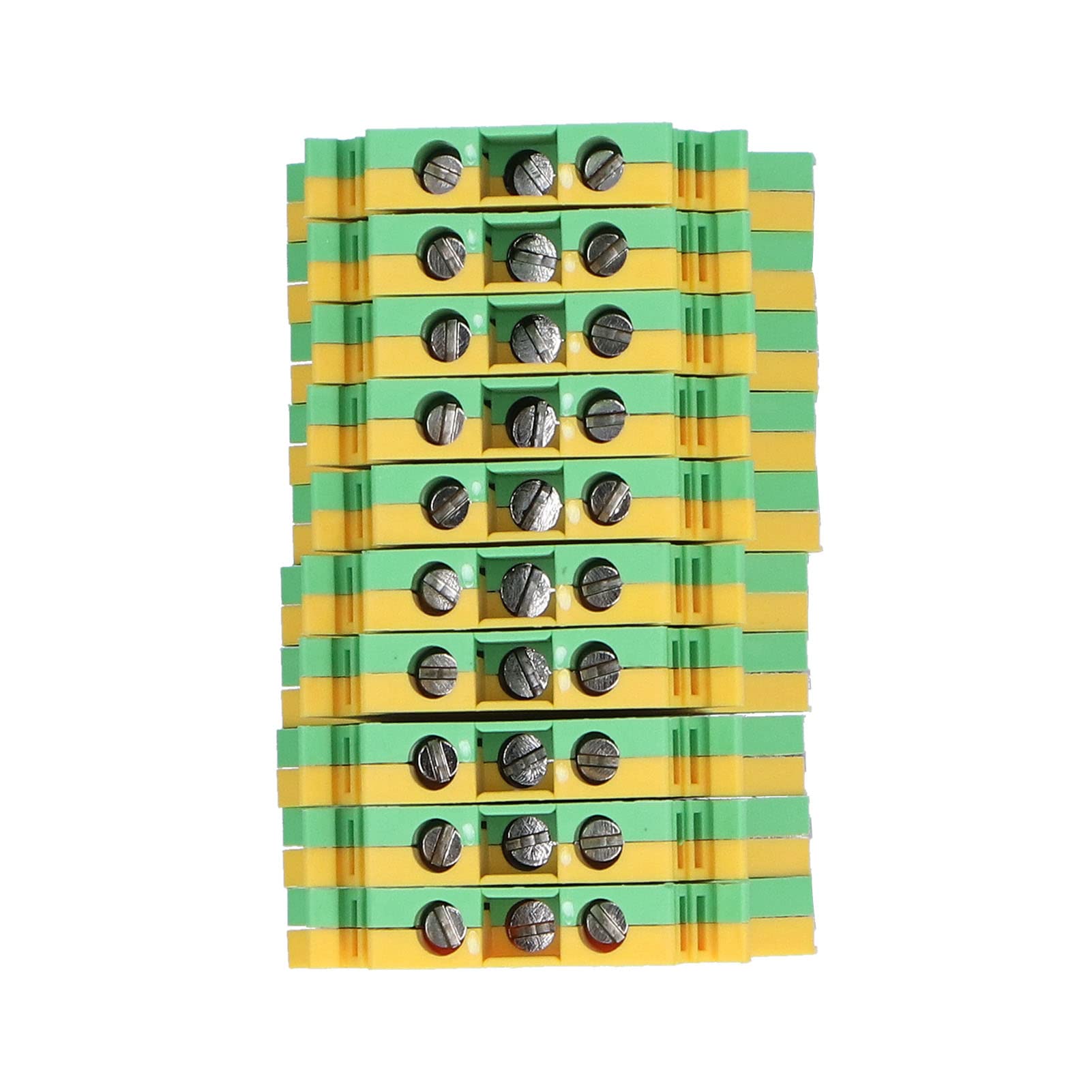 VOBOR Morsettiere per guida DIN, 50 pezzi morsettiere a crimpare elettriche con messa a terra a 2 canali,USLKG-2.5