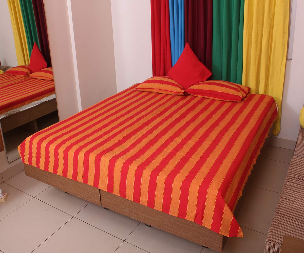 Cotton 200 GSM Bedsheet 90x100 inchs with 2 Pillow Cover 45x65cm (Pack of 1 Set)-image-26