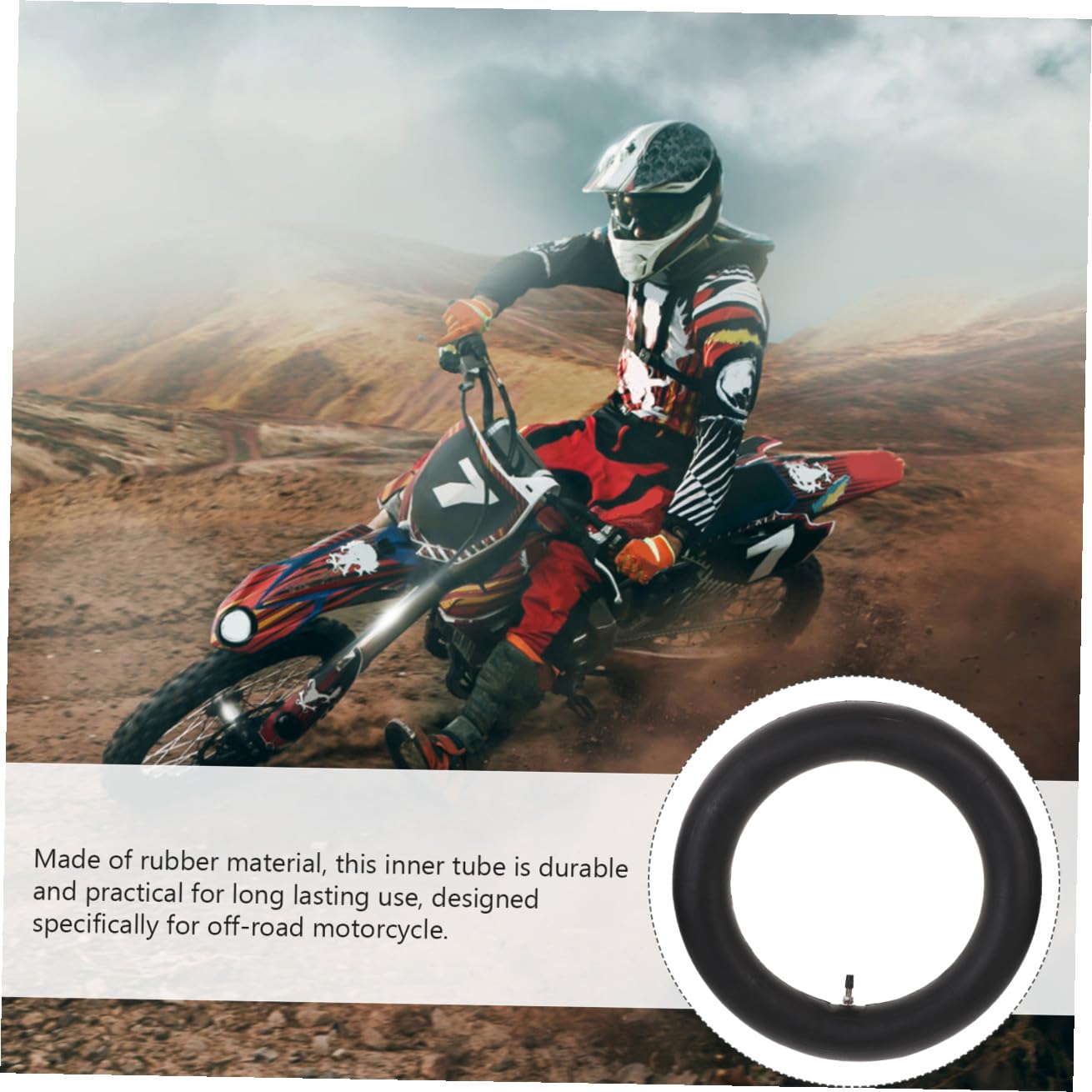 Cámara de Aire 3.00-12 80/100-12 de Goma Negra para Moto Todoterreno