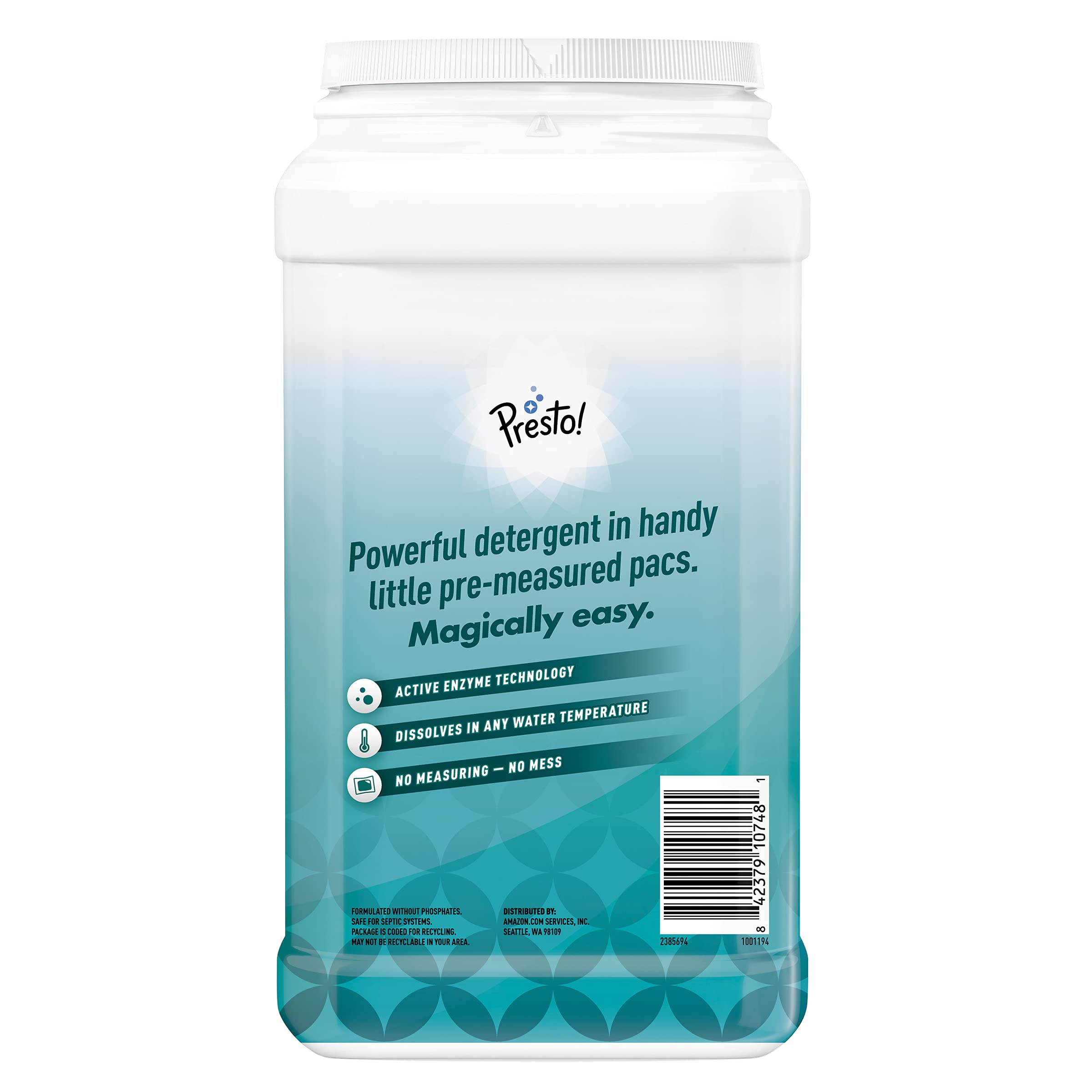 Amazon Brand Presto! Laundry Detergent Pacs, Free & Clear