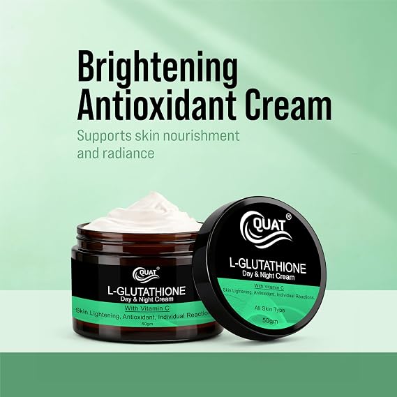 Glutathione Day & Night Face Cream with Vitamin C Brightening Moisturizer for Even Tone, Dark Spot Care & Antioxidant Hydration Lightweight Daily Skincare for Men & Women, 50g