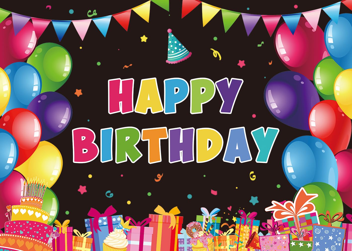 Happy Birthday Banner Als Fotohintergrund – 1,5 X 0,9 M, Buntes Design, Aus Vinyl, Für Kinderpartys