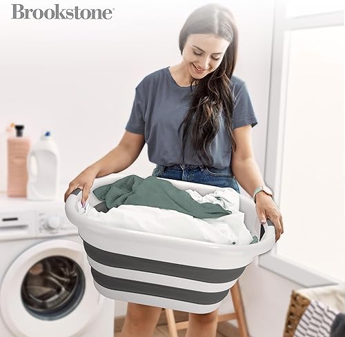 Miniatura 2 de BROOKSTONE, Cesta plegable grande para la ropa sucia 11 galones con cómodas asas de agarre antideslizantes, diseño minimalista que ahorra espacio,