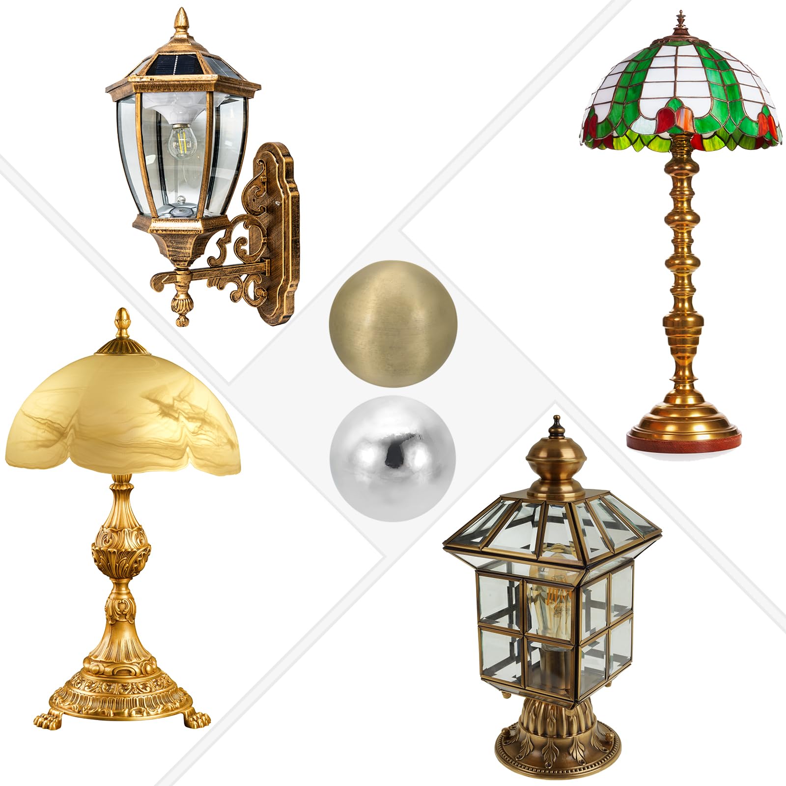 PATIKIL 25mm Pomelli per Lampada a Sfera, 1 Set Solido Lampada Ombra Top Decorazione Vite Cappuccio Dadi con Adattatore Riduttore Ottone per Lampade Tavolo Lampade Terra, Bronzo