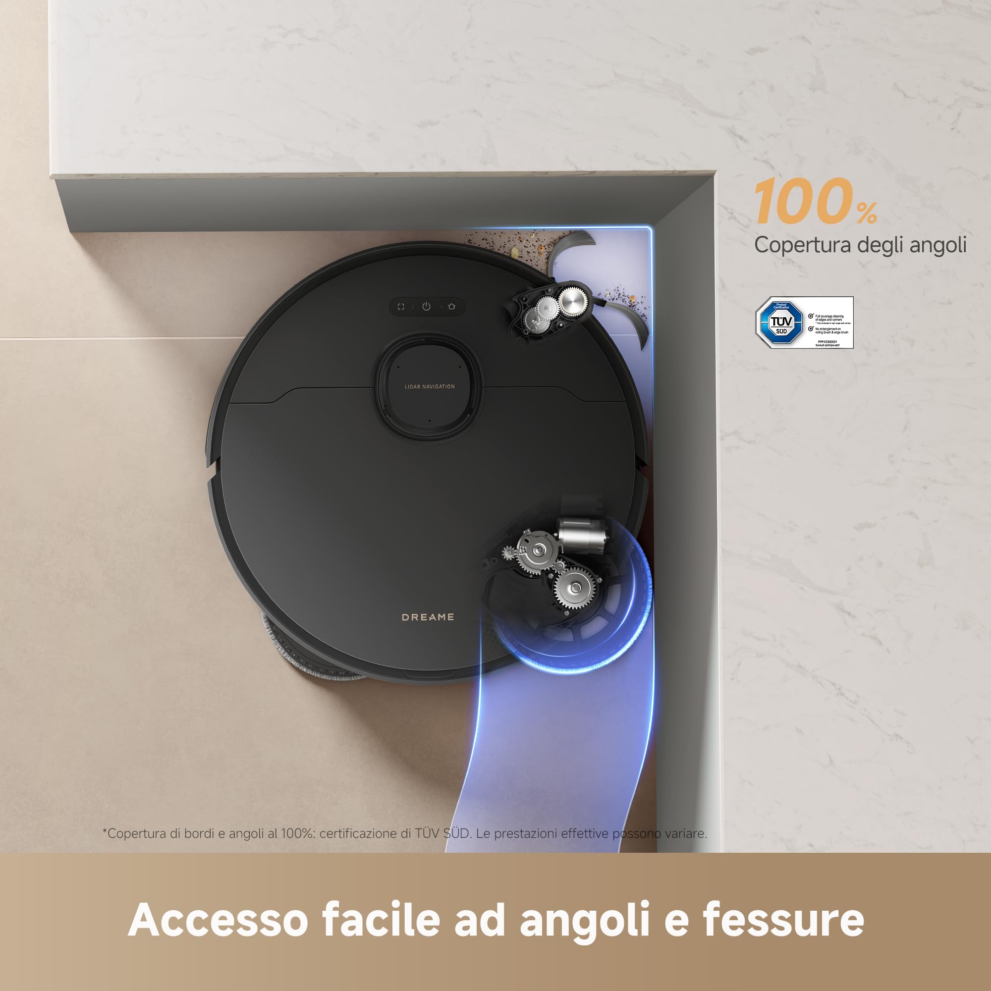 DREAME L50s Pro Ultra Robot Aspirapolvere e Lavapavimenti, Autosvuotamento per 100 Giorni e Autopulizia ad Alta Temperatura, Aspirazione da 30.000 Pa, Pulizia di Bordi e Angoli, Spazzola Antigroviglio