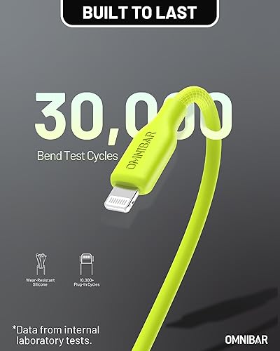 Miniatura 4 de Cargador USB C de 67 W con cable Lightning de iPhone certificado MFi de Apple, 6 pies, verde lima, cargador de pared rápido GaN de 4 puertos,
