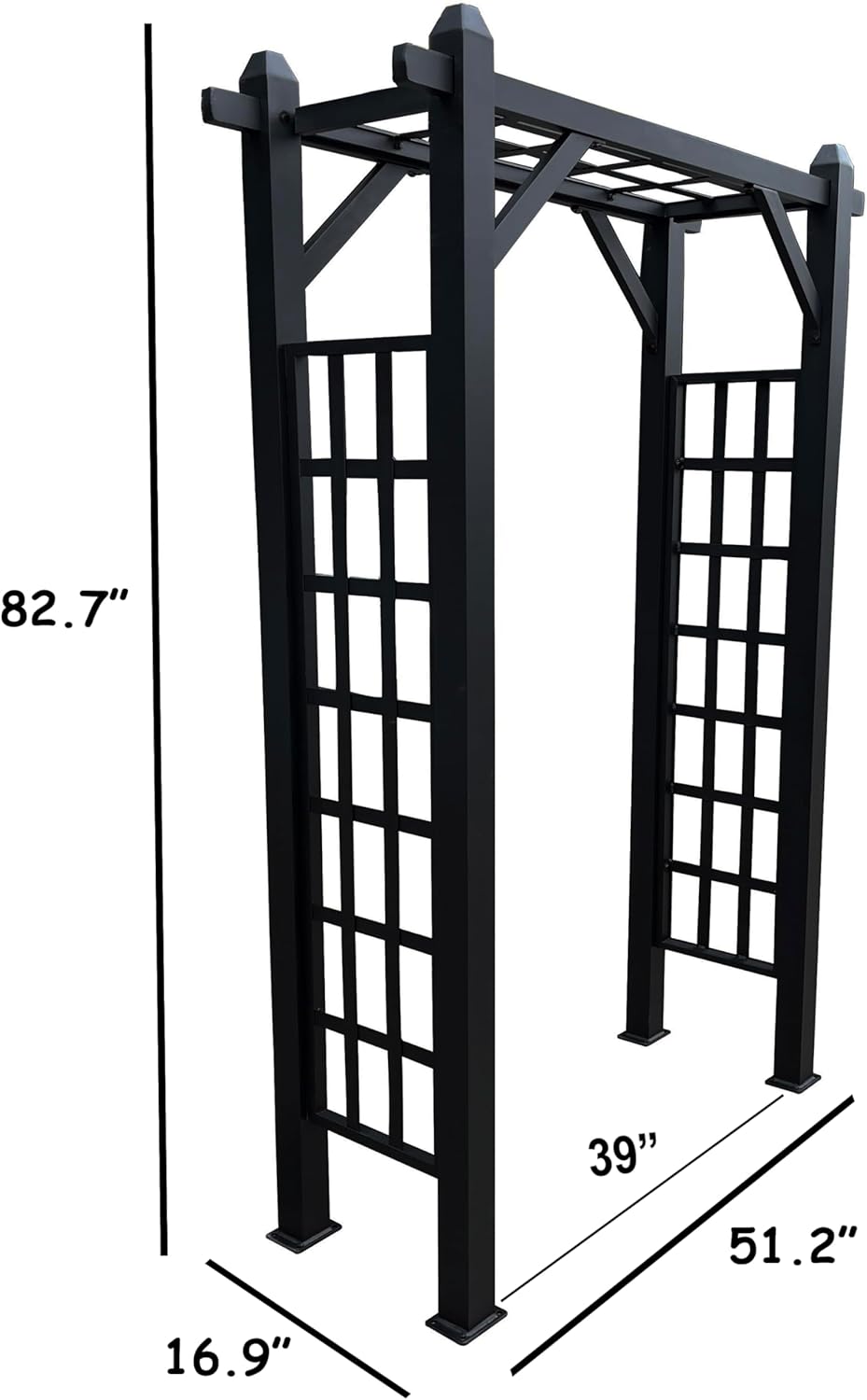 Oakland Living Black Modern Aluminum Garden Arbor Arch