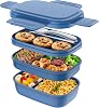 HOMETALL Adult Lunch Box,3 Stackable Bento Lunch Containers for Adults, Modern Minimalist Design Bento Box with Utensil Set, Leak-Proof Lunchbox for Dining Out, Work, Picnic