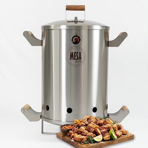 Ahumador para parrilla y barril, hecho de 100% acero inoxidable, ideal para asar a la parrilla, ahumar, asar y hornear, sin humo, distribución