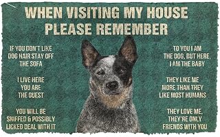 Please Remember Australian Cattle Dog's House Rules Doormat Indoor for Home Decor Non-Slip Rugs Rubber Backing Easy Clean for Inside Floor Mats for Entryway 18x30cm
