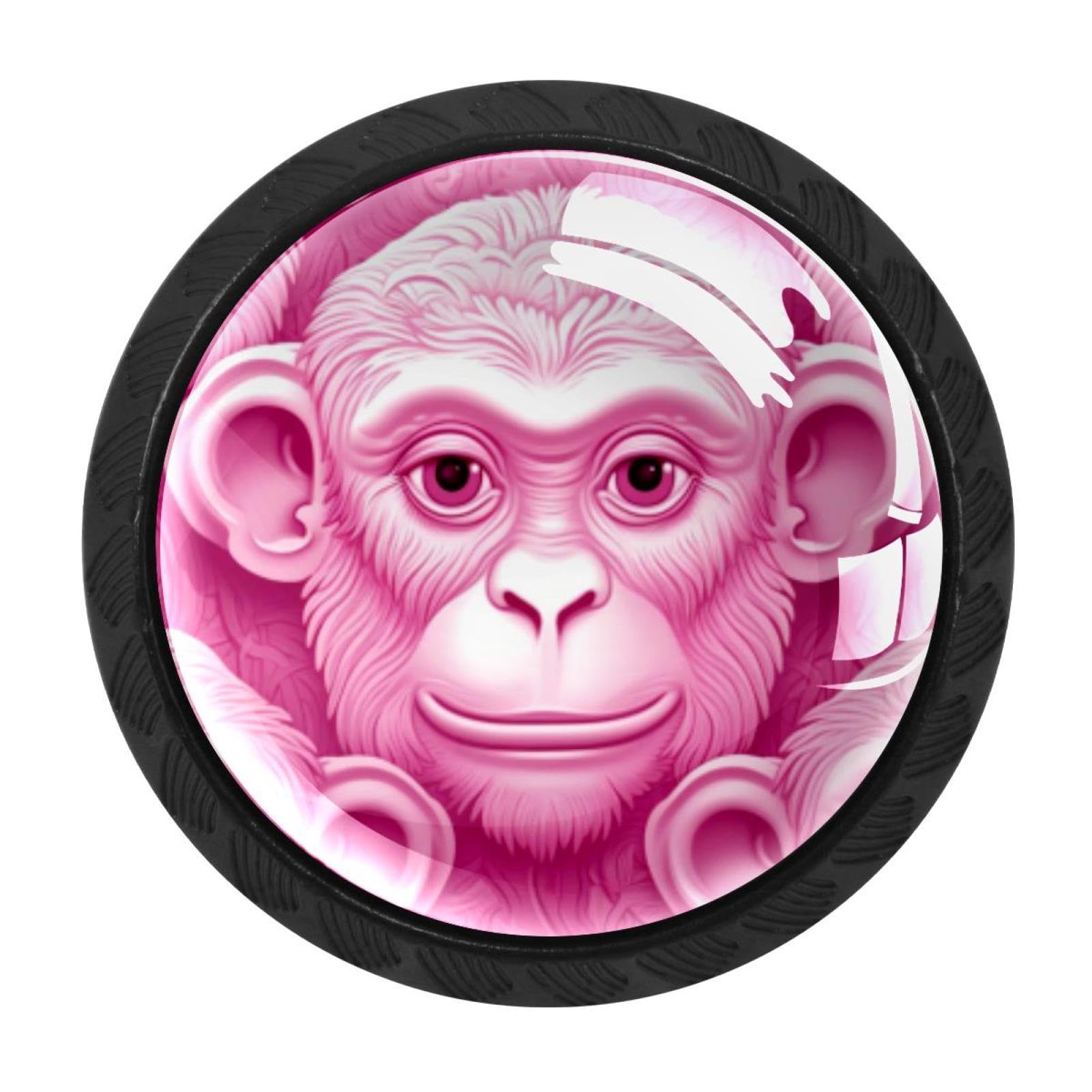 Chenzzzz Multicolored 08 4 Pack Black Pink Monkey Orangutan Kitchen Handles, Cabinet Pulls Hardware For Cupboard Drawer Knobs Dresser Pulls