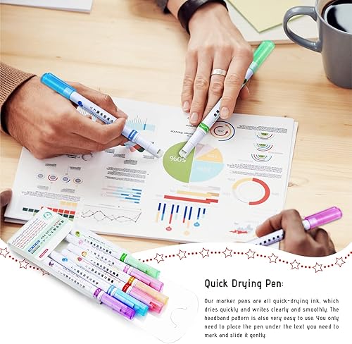 Miniatura 6 de YETOOME Juego de 6 bolígrafos de curvas con 6 formas diferentes de curvas bolígrafos de colores para escribir diario tomar notas dibujar álbumes de