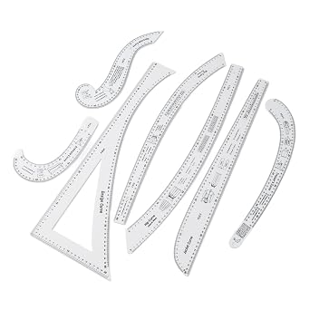 French Curve Ruler for Pattern Making, French Curve Ruler Set for Pattern Making, Sewing Ruler Reglas De Costura para Patrones Sewing Ruler Tailor Set, Acrylic,7 Pieces