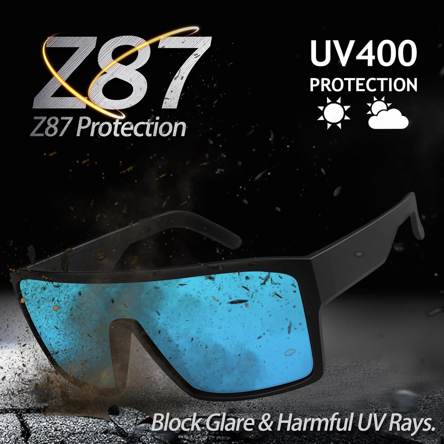 WISTON XL Sunglasses for Men UV400 Protection,Ultra-Light TR90 Frame Large Fit Rectangle Shades for Big Heads Z8243 - Image 3