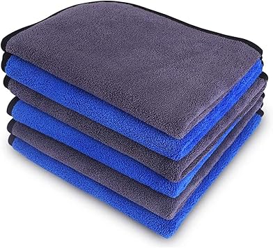 洗車用タオル マイクロファイバー 洗車用品 乾拭き 水拭き 車窓拭きタオル 吸水性に優れる 厚手 両面タイプ キッチン お風呂 家具の掃除用 6枚セット 30x40cm クロス タオル 車 バイク Amazon
